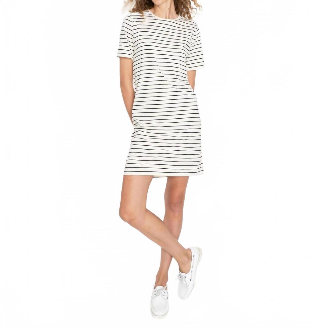 NEW KULE the tee dress in cream/navy pinstripe